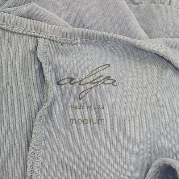 Alya Sleeveless Blouse Blue Flowy Ruffle V Neck Embroidered Womens Size M - Picture 5 of 6